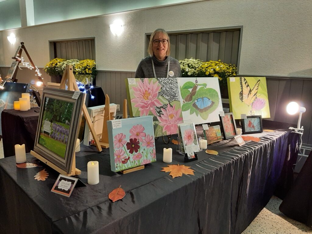 Image from the gala. An artist and her works.