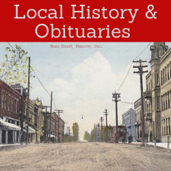 Local history and obituaries. Link opens to local history page.