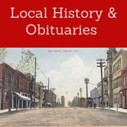 Local history and obituaries. link opens to local history page.