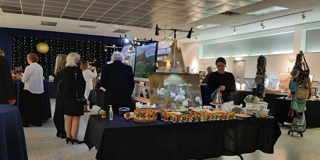Image from the gala. Room setup and appetizer spread.