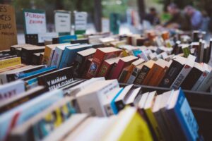 Books arranged for book sale