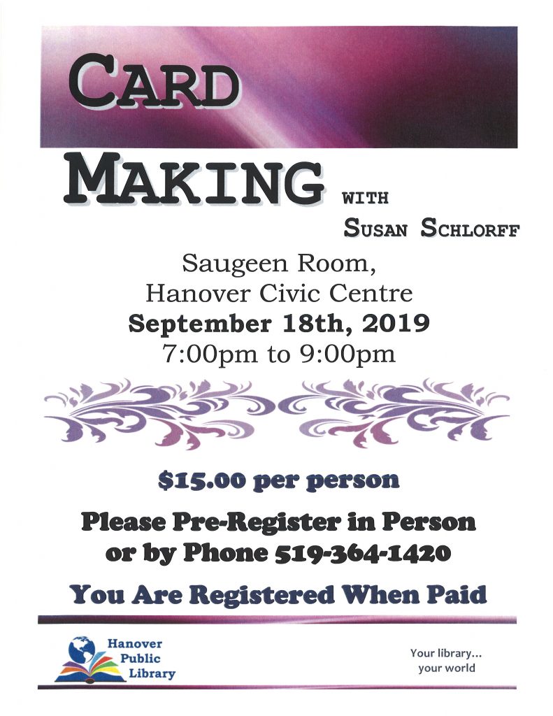 flyer for card making with Susan Schlorff