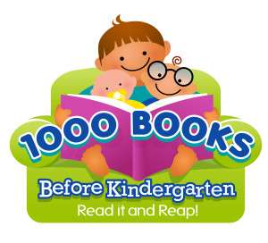 logo on kids page for1000 books before kindergaren. Read it and Reap. Links to programme website. 