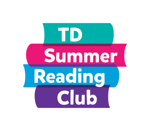 TD Summer Reading Club logo. Four books stacked with TD Summer Reading Club written on them.